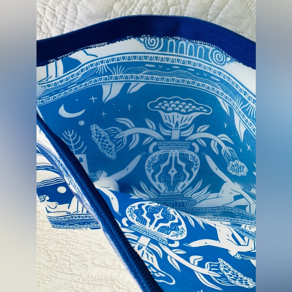 SOLD - Looking Up Maxi Recycled Zip Pocket Pencil/Cosmetic Bag, Greek Vase Motif - Picture 5 of 5
